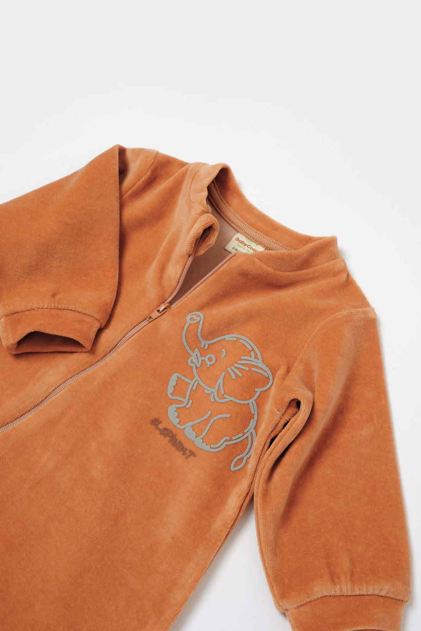 Salopeta Elefant cu maneca lunga si gluga din 80%bumbac organic si 20% poliester - , BabyCosy